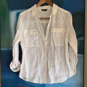 Autograph Crisp White 100% Linen Shirt